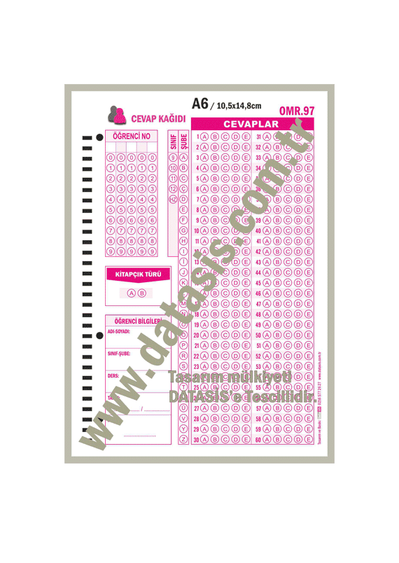 Konu Tarama Lise (KTT) Optik Form Cevap Kağıdı (OMR-97)